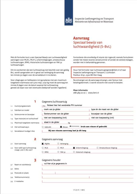 bewijs inschrijving S-BVL, s-BvL.